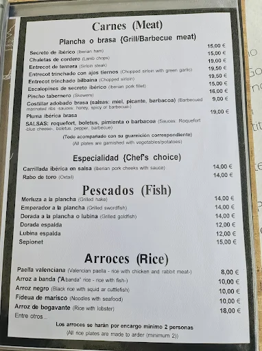 Carta de Cervecería Blanca
